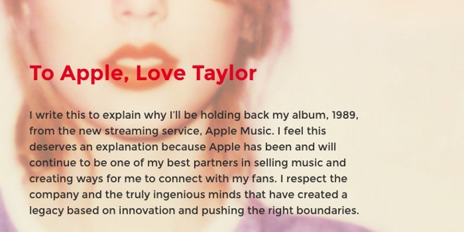 Taylor Swift writes Apple