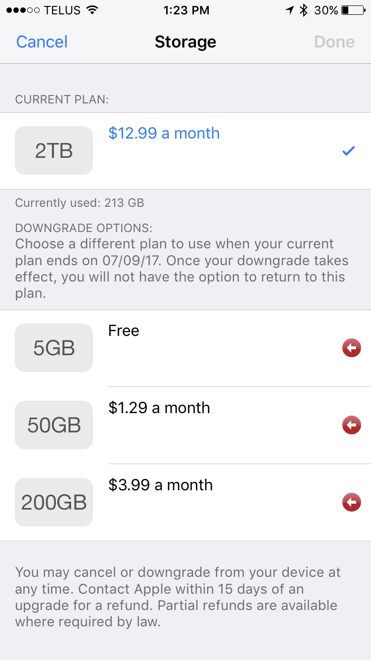 iCloud Storage Doubles