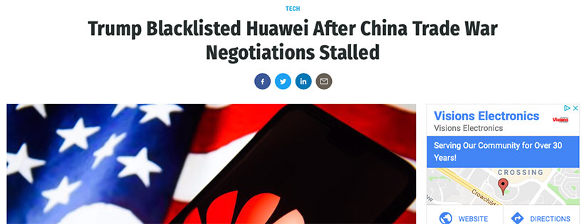 Huawei blocked by Trump