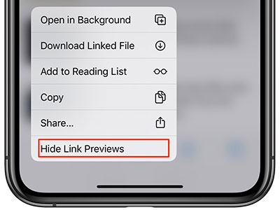 iOS 13 hide link preview